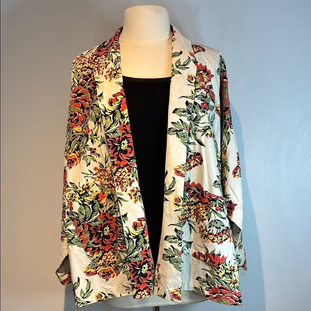Vintage Norma Kamali Floral Open Jacket Cotton M/L